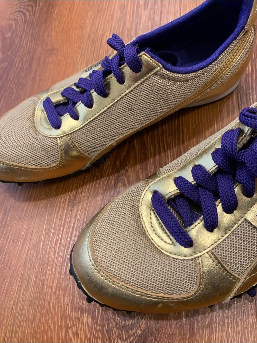 PUMA 5000m Gold Athletic Shoes Womens 8.5 Metallic Vintage Y2K Spiky Sole - Picture 13 of 13